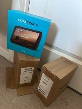 Amazon Echo Show 8 - Bright Blue Packaging with Black Display x2